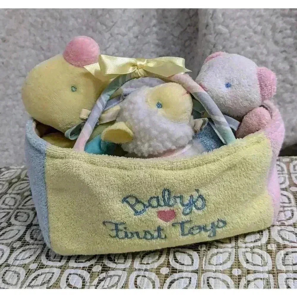 Rare Vintage 1996 Eden s Baby s First Toys basket bear,duck,lamb, - Picture 1 of 14